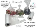 Clear HD Polythene Plastic Bags On a Roll 9"x14" Fruit/Veg/Meat/Butcher/Sandwich