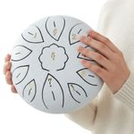 6 Inch 11 Tone Rain Drum Set with Bag Music Book Mallets & Finger Picks (White)