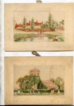TWO WATERCOLOUR PAINTINGS OF SCAWBY VILLAGE NEAR BRIGG LINCOLNSHIRE  UNSIGNED