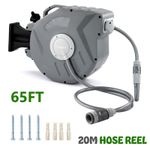 20m Garden Patio Hose Reel Wall Mounted Retractable Auto Rewind Pipe 180° Swivel