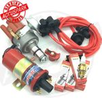 VW Beetle Electronic Distributor Coil,Short plugs,Red leads,Red rotor 
