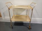Vintage Drinks Tea Party Hostess  Trolley Gold Trays 2 Tier Retro MCM 1960/70s