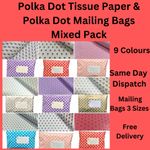POLKA  DOT  BAGS  & POLKA DOT Tissue Paper Mixed Pack 9 Colours 3 Size bag