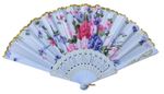 White Flowers Fabric Plastic Summer Cooling Decorative Spanish Style Hand Fan