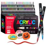48 Color Acrylic Paint Markers Dual Tip Brush Fine Point Paint Pens Art Set