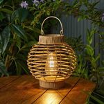 Beautiful Terra Garden Solar Powered Stunning Rattan Table Top Lantern