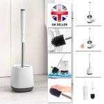 Toilet Brush Soft TPR Silicone Bristle Clean Holder Set with Wall Mount Included