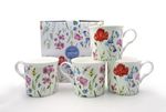 HERITAGE FINE Bone China 4 Mugs Gift Boxed Spring Flower Design Free Delivery