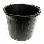 Black Plastic Builders Bucket 3 Gallons 14L Heavy Duty Water/Feed Storage Handle