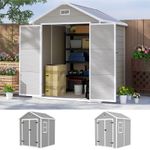 6 x 5ft Plastic Garden Shed with Floor, Window, Lockable Doors