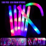 100PCS LED Foam Glow Stick Light Up  Glow Stick Multi-colour For Party Decor