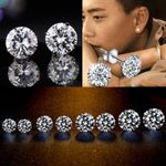 925 STERLING SILVER EARRINGS EAR STUD CUBIC ZIRCONIA ROUND SQUARE CLEAR STONE CZ