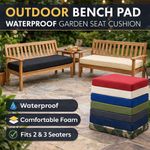 Waterproof Garden Bench Cushion Pad Outdoor Seat for 2 and 3 Seater