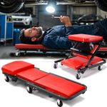 2in1 Mobile Folding Rolling Padded Mechanics Car Creeper Trolley Seat Stool Work