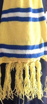 Vintage Tottenham Spurs Style Yellow Blue Football Scarf Tassel Retro