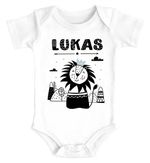 Baby Bodysuit With Name Print Lion Scandi Design Animal Print Gift