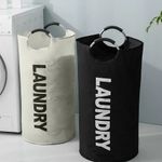 90L Foldable Fabric Laundry Basket Collapsible Clothes Hamper Bag Washing Bin
