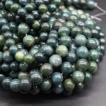 Moss Agate Round Beads - 4mm 6mm 8mm 10mm 12mm - 14", for Jewellery Making