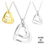 Personalized Engraved Heart Pendant Chain Necklace Customized Made in the UK