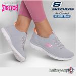 SKECHERS WOMENS SHOES GREY SKETCHER LADIES SLIP ON MEMORY FOAM TRAINER 3 4 5 6 8
