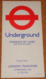 LONDON TUBE/UNDERGROUND - SMALL FOLDOUT POCKET MAP/DIAGRAM - 1974 issue #1