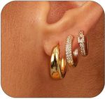 Small Hoop Earrings Set for Women,14K Gold Plated Hypoallergenic Hoops, Trendy S