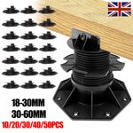 Pack of 10-50 DECKING RISERS | Adjustable Decking Support Pedestal Set |18-140mm