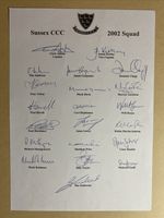 Sussex County Cricket Club SIGNED Team Sheet 2002 Vintage (21 Autographs) COA