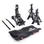 HAWK 2.0 TONNE LOW PROFILE CAR TROLLEY JACK KIT WITH CAR CREEPER & 2 AXLE STANDS