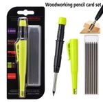 Deep Hole Solid Carpenters Pencil with 5 Refills for Construction & Woodworking