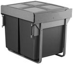 600mm Cabinet Waste Bin Soft Close Pull Out 2x45L Grey Recycling Base Mounted