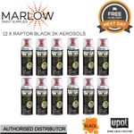 12 X U-POL RAPTOR 2K Bed Liner Aerosol Spray - Black 400ML