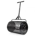 24" Steel Compost Spreader Roller Overseeding Peat Grass Seed Manure Topsoil 70L