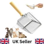 Stainless Steel Cat Litter Scoop Long Handle Metal Pet Cleaning Shovel Tool