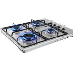 AREBOS Gas hob 4 burners Stainless steel with pan supports & ignition safety