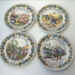 Delft Royal Goedewaagen Holland Dutch Polychrome Four Seasons Plate Set Perfect