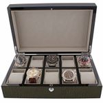Premium 10 Watch Box in Green High Gloss Crocodile Print Finish by Aevitas