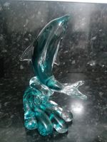 blue hand-blown art glass dolphin figurine