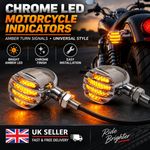 2x Motorcycle LED Indicators for Custom Bikes Prison New Style Chrome Aluminium.