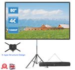 80"Projector Screen with Stand Height Adjustable 4K HD 16:9 Outdoor Home Theater