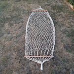 Rope  woven Hammock  with wooden supports 20 inches 7 feet in length used