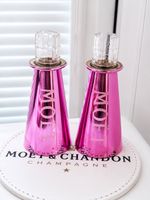 Moet & Chandon Pink Metallic Champagne Sippers New For Mini Moet Bottles x2 