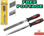 2pcs Diamond File Set Half Round & Taper Flat Stone Glass Metal Tiles Soft Grip