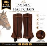 HALF CHAPS HORSE RIDING EQUESTRIAN BROWN AMARA ALL SIZES BY AMIDALE BNWT