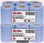 Strike Centrefeed Blue Paper Towels – Absorbent Embossed Recyclable, 12