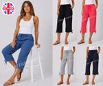Ladies Womens Cotton 3/4 Pedal Shorts Harem Plus Size Summer Light Harem Capri