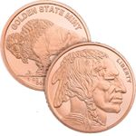 1oz Copper Rounds Buffalo Nickel Coins 999 Fine Bullion Gold Golden State Mint