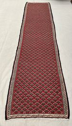 Turkish Wool Kilim Runner Rug 2'9"x10'6" Vintage Red Cream
