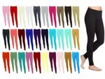 LADIES WOMENS VISCOSE LYCRA PLAIN STRETCHY SOFT LEGGINGS WITH ELASTICATED WAIST