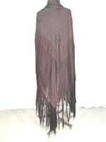  antique silk shawl embroidered lg 49x49 dark purple fringe 20 piano original 